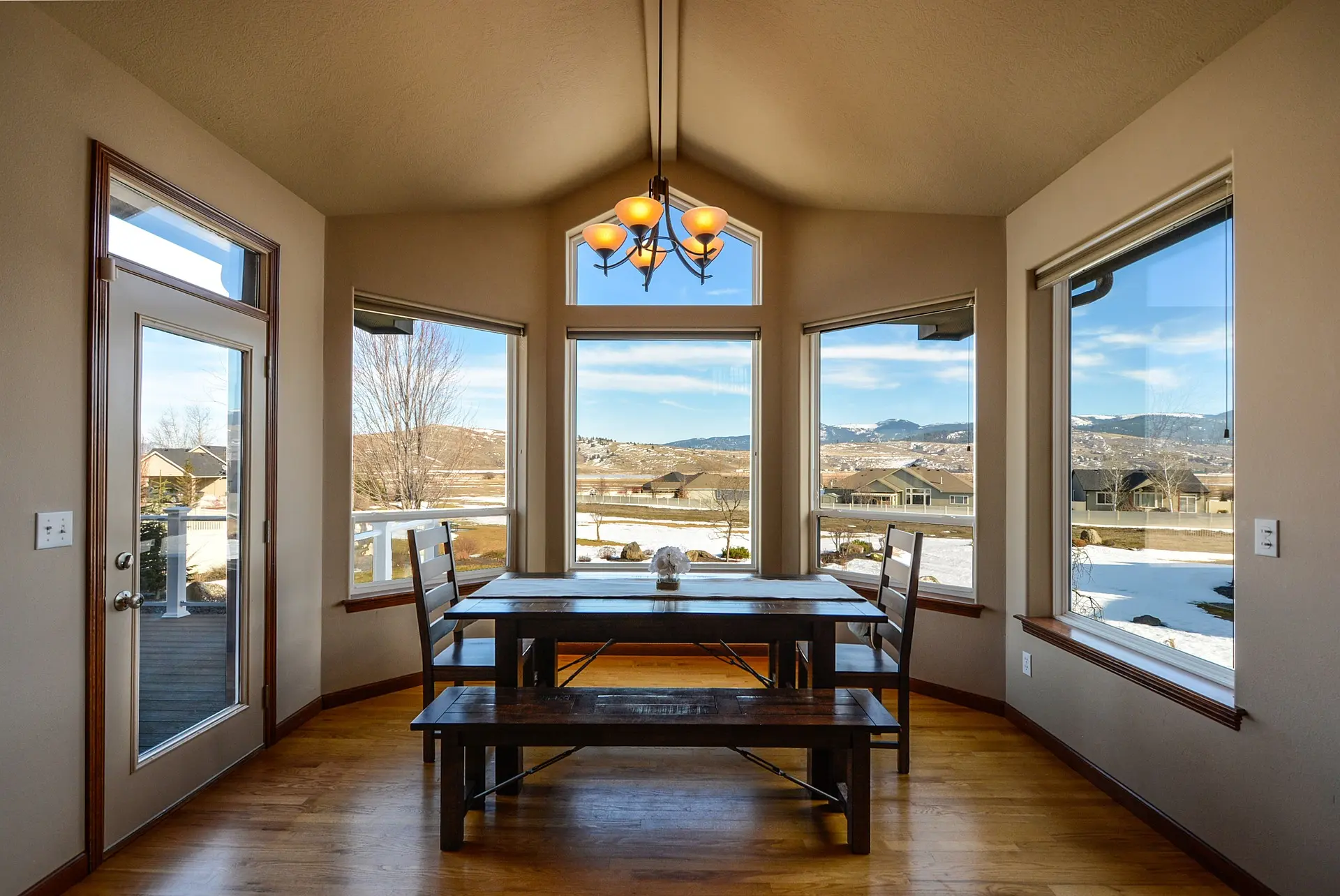 Painting company in Colorado Springs, CO completed residential interior with painted walls and mountain views