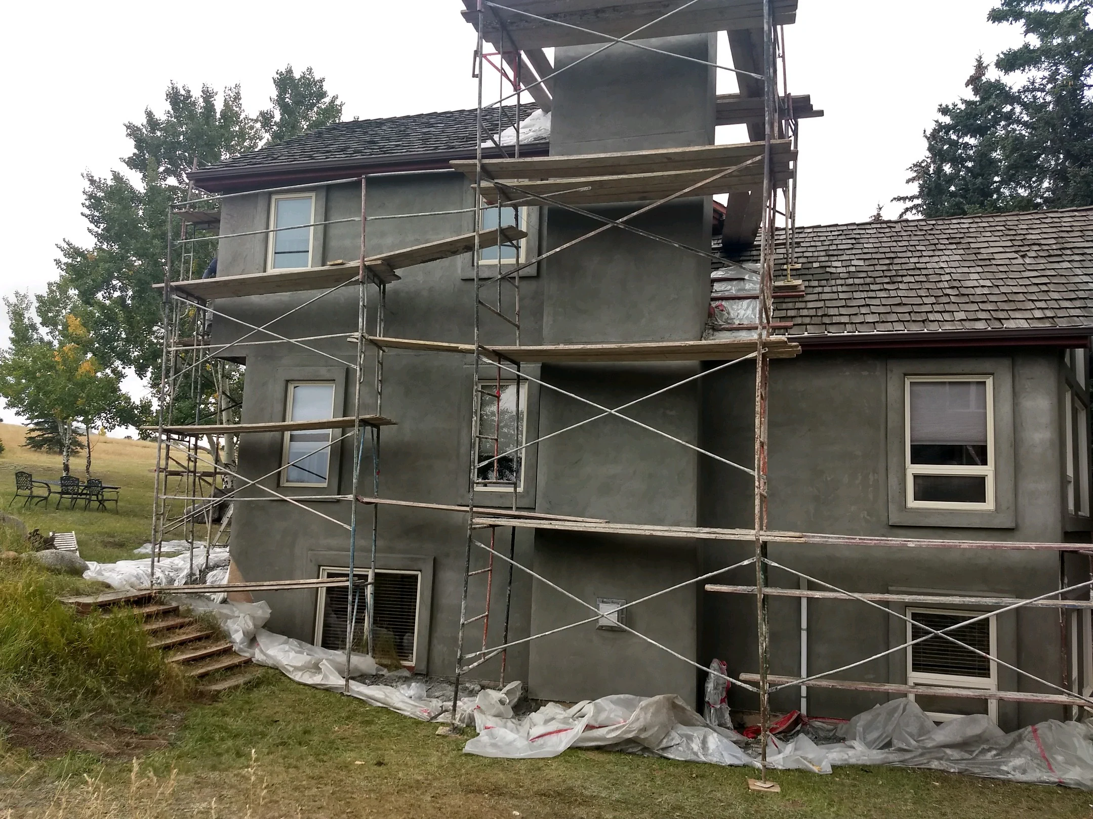 Completed stucco exterior coating on a Colorado property