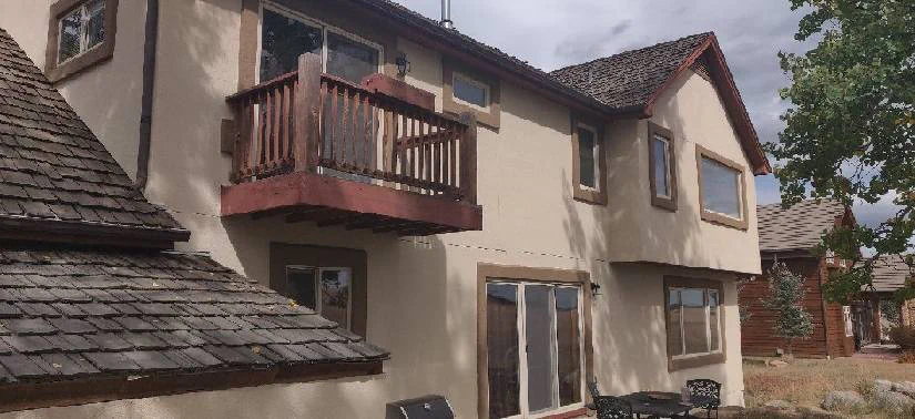 Completed stucco repair and painting on a Colorado Springs residential property